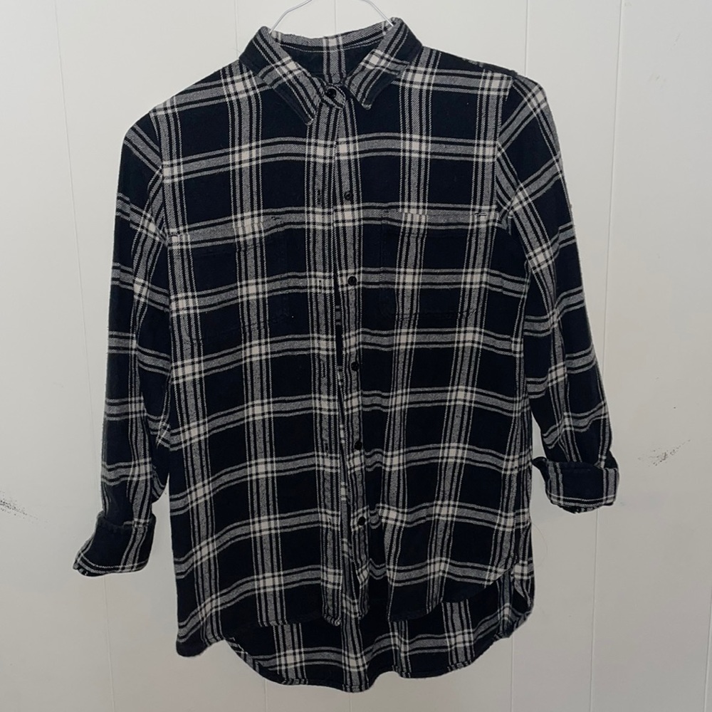 Madewell Black and White Plaid Flannel